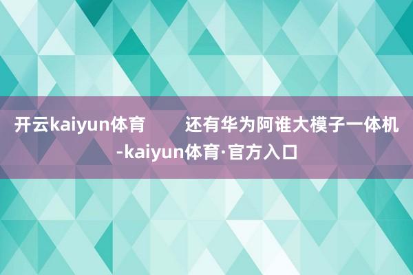 开云kaiyun体育 还有华为阿谁大模子一体机-kaiyun体育·官方入口