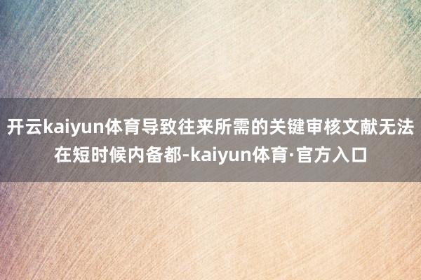 开云kaiyun体育导致往来所需的关键审核文献无法在短时候内备都-kaiyun体育·官方入口